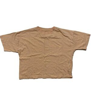 SO Goods For Life Womens XS Peach Orange Cotton Boxy Pocket T-Shirt Short Sleeve
